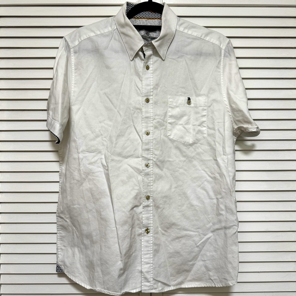 Ted Baker White Short Sleeve Button Down Shirt